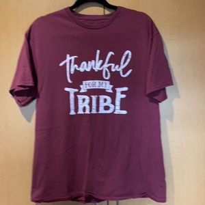 DONATED. Thankful FOR MY TRIBE t-shirt. Maroon. Size XL